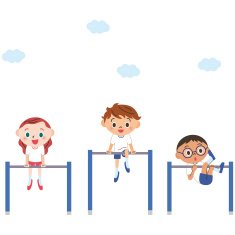 The child who grinds a horizontal bar