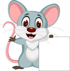 mouse cartoon posing with blank sign N3