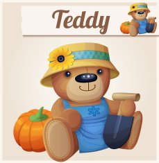 Teddy bear the Gardener (Farmer) Cartoon vector illustration Series of