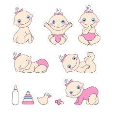 Set of baby girls Vector illustration