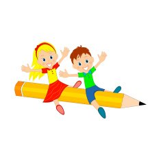 Boy and girl flying on a pencil N2
