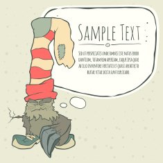 Vector illustration monster with a sock or stocking on his