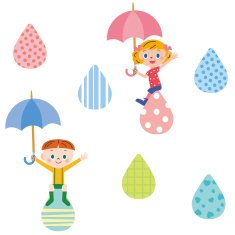 Child having rain and an umbrella