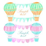 Watercolor hot air balloons banner for text