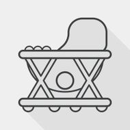 Baby walker flat icon with long shadow line N2