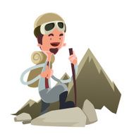 Man going to climb a mountain vector illustration cartoon character