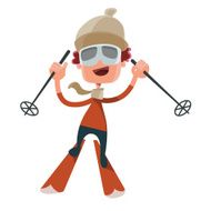 Going skiing in winter vector illustration cartoon character