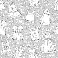 Vector fashionable beautiful clothes for little girls