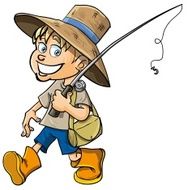 Cartoon fisherman with a fishing rod