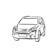 Black and white hand drawn car on background illustration N2