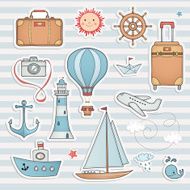 Travel set Hand drawn summer labels N7