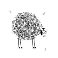 Funny sheep sketch for your design N2