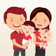 Cheerful family smiling