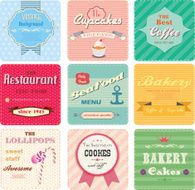 Set of retro label for bakery coffee shop restorant Vintage cards