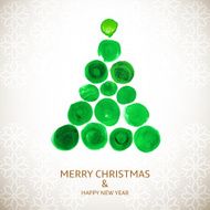 Christmas tree stylized watercolor card