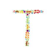 Watercolor floral monogram T