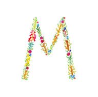 Watercolor floral monogram M