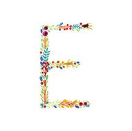 Watercolor floral monogram E
