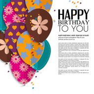 Vector birthday card with paper balloons and text N5