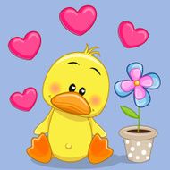 Duck with heart and flower