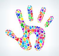 Palm of the Hand on Hands Pattern White Background