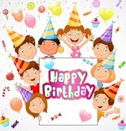 Birthday background with happy children cartoon N2