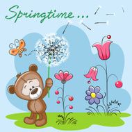 Cute Teddy Bear with dandelion