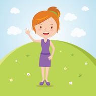 Happy woman waving day!