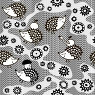 Monochrome seamless pattern with cartoon hedgehogs Kids vector background