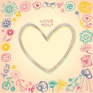 Heart frame Gift card and sample text Light background