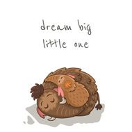Cute cartoon card with mammoth Vector illustration N12