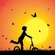 Vector silhouette of a boy N113