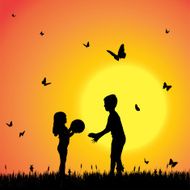 Vector silhouette of a children N21