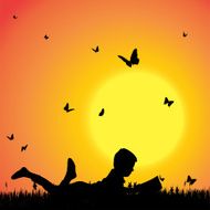 Vector silhouette of a boy N114