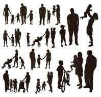 Set of very detailed family silhouettes N2