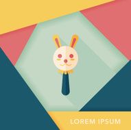 baby Rattle flat icon with long shadow eps10 N288