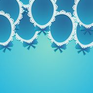 Simple Paper Balloons with Lace and Bows on a Blue