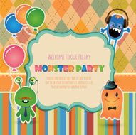 Monster party invitation card design