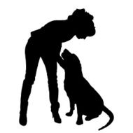 Vector silhouette of people with dog N14