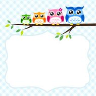 owl family spring illustration N3