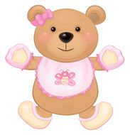 Vector cute baby bear girl isolated