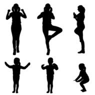 Vector silhouette of woman with a child N10
