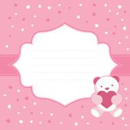 Pink greeting card with teddy bear
