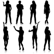 Black silhouettes of beautiful mans and womans N2