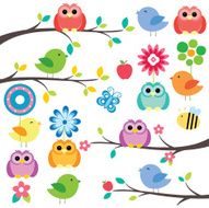 birds on tree digital clip art