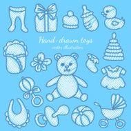 Hand-drawn Baby Icons Set N2