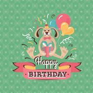 Vintage birthday greeting card with a hare vector illustration