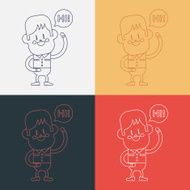 Character illustration design Boy saying hi cartoon eps N6