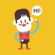 Character illustration design Boy saying hi cartoon eps N7