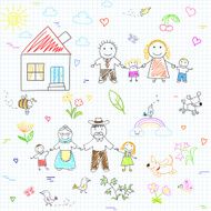 Seamless background with happy family N2